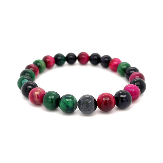 8mm Red and Green Tiger Eye Bracelet - Sparks and Gem