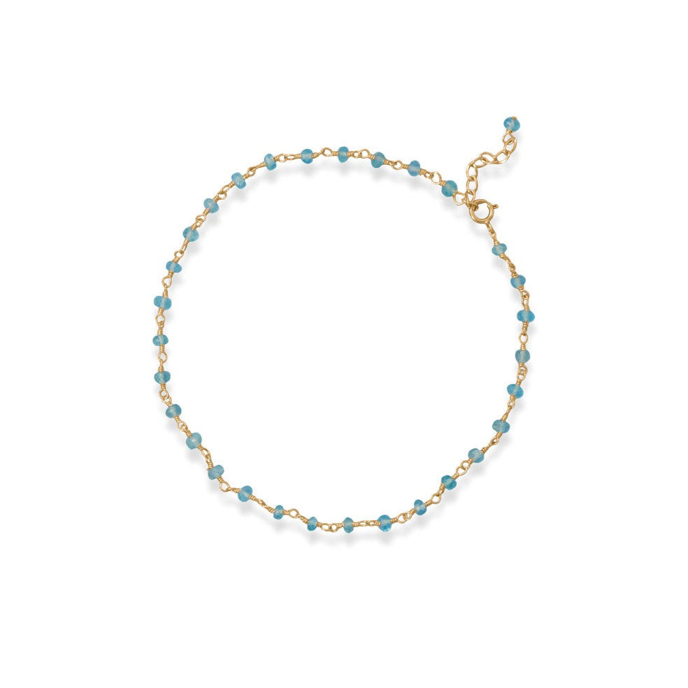 Sea Breeze Blue! 9.5" + 1" Apatite Bead Anklet