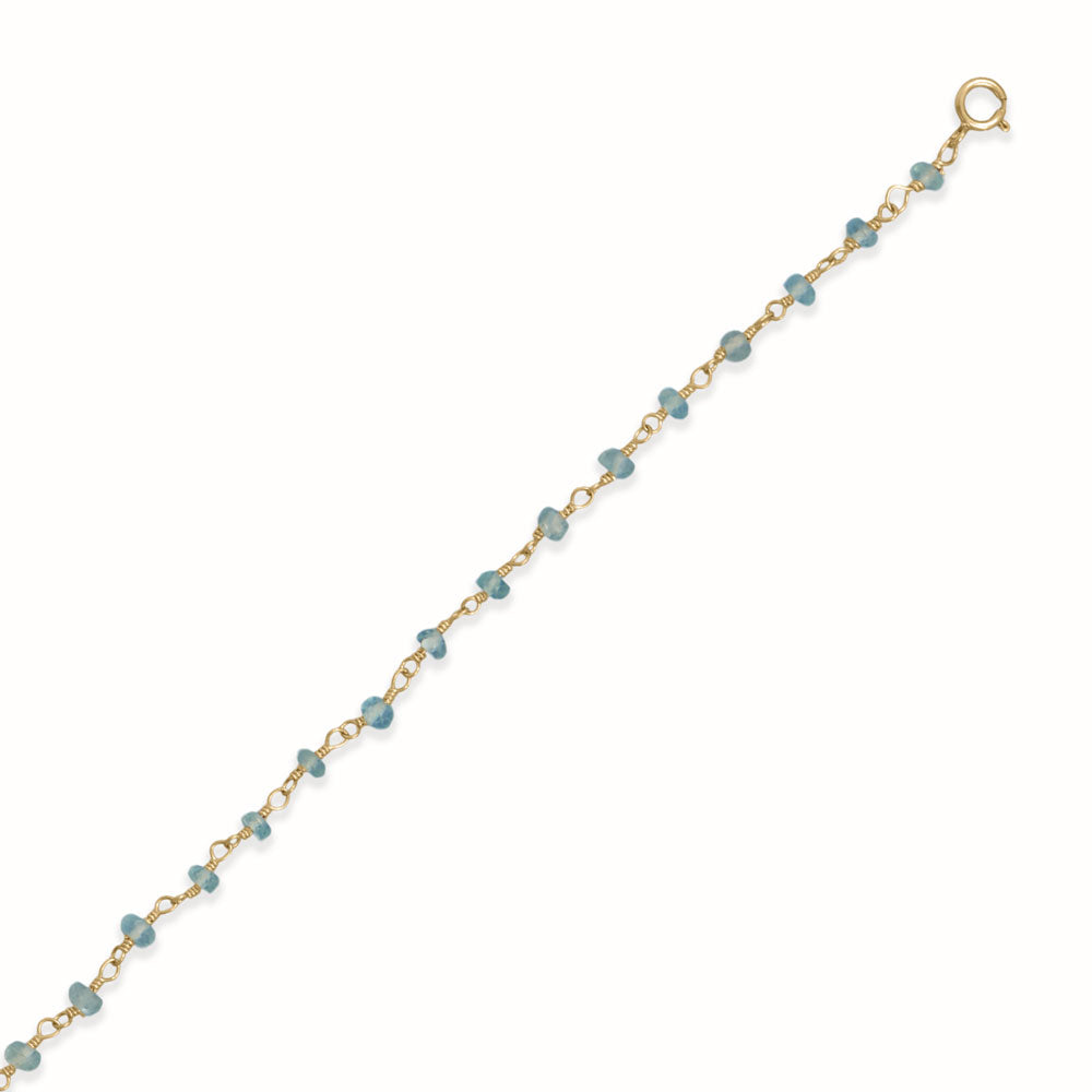 Sea Breeze Blue! 9.5" + 1" Apatite Bead Anklet