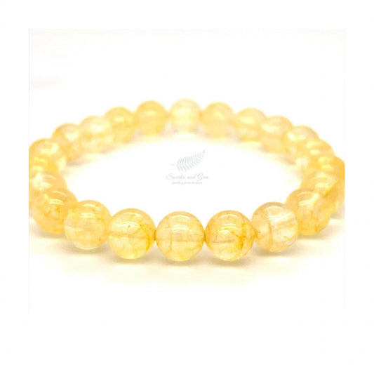 Citrine Beaded Gemstone Stretch Bracelet - Natural, Raw Stone, Great Gift for him or her in many special occasions / Sparks and Gem