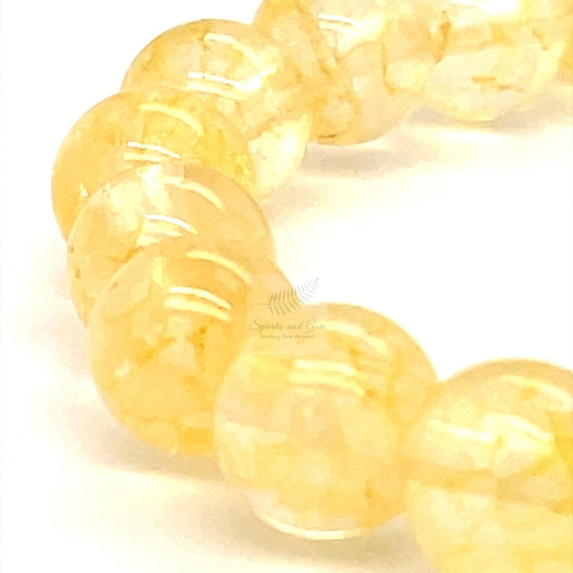 Citrine Beaded Gemstone Stretch Bracelet - Natural, Raw Stone, Great Gift for him or her in many special occasions / Sparks and Gem