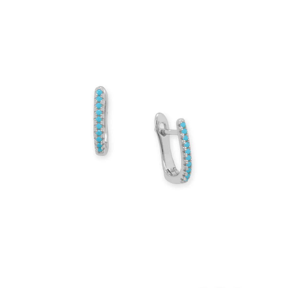 Synthetic Turquoise Fishbone With Detachable Silver Hoop Earrings from Sparks and Gem (A+ BBB Rating)