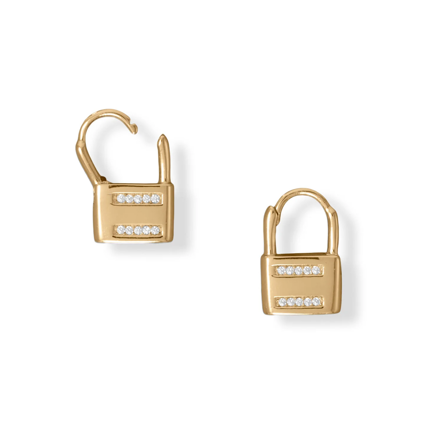 Yellow Gold Lock Earrings - Sparks and Gem (A+ BBB RATING)