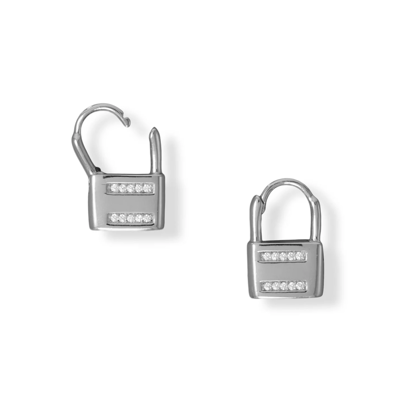 Sterling Silver Lock Earrings - Sparks and Gem (A+ BBB RATING)