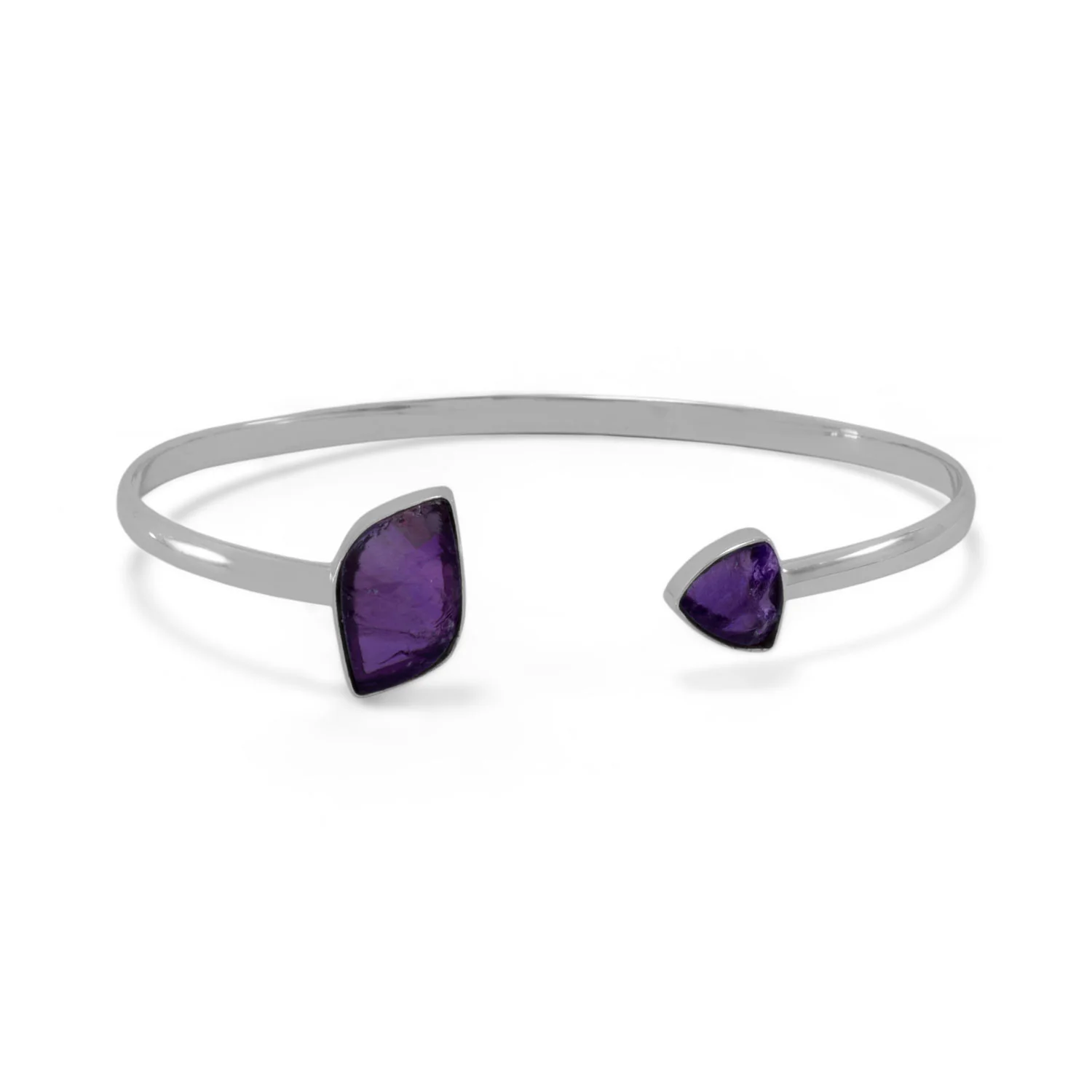 Sterling Silver Split Cuff Amethyst Bracelet - Sparks and Gem