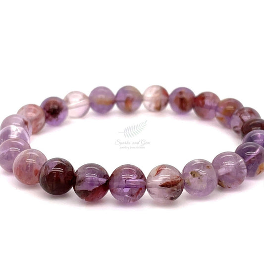 Purple Phantom Quartz Gemstone Stretch Bracelet