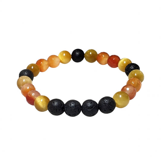 Volcanic Lava Stone Scent/Aromatherapy Diffuser Bracelet with Aventurine and Golden Tiger’s Eye - Sparks and Gem