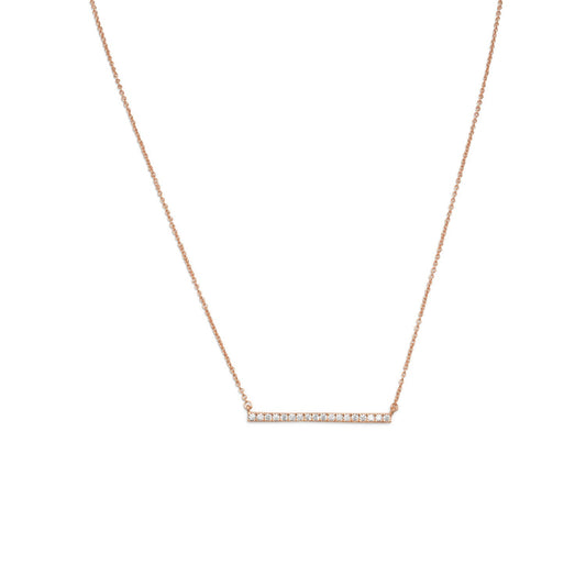 Rose Gold Cubic Zirconia Adjustable Bar Necklace - Sparks and Gem