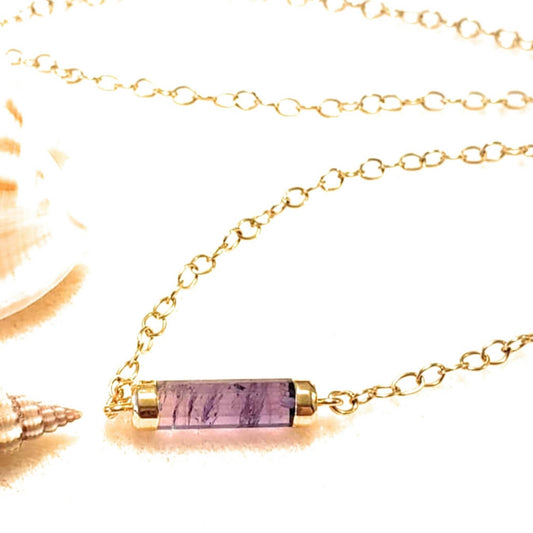 Tube Amethyst Gold Bar Necklace - Sparks and Gem