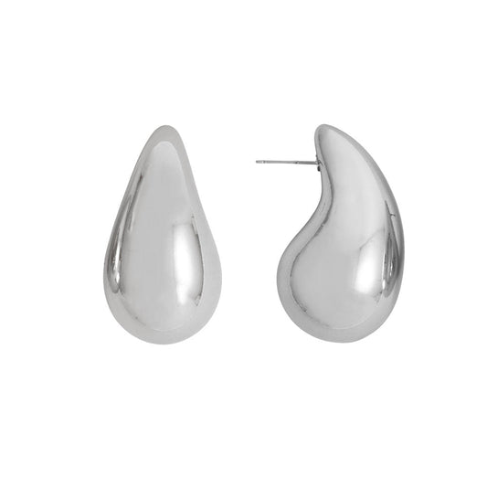 Silver Tone Chunky Raindrop Earrings - Sparks and Gem