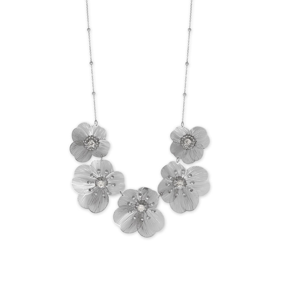 16" + 3" Crystal Flower Statement Necklace